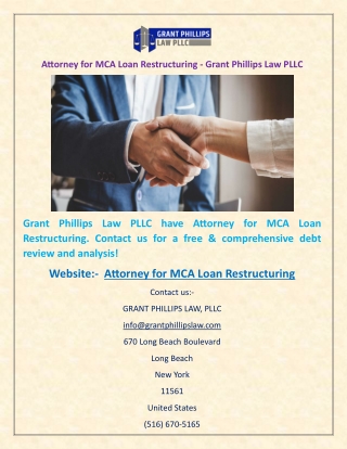Attorney for MCA Loan Restructuring - Grant Phillips Law PLLC