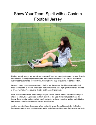 Show Your Team Spirit with a Custom Football Jersey