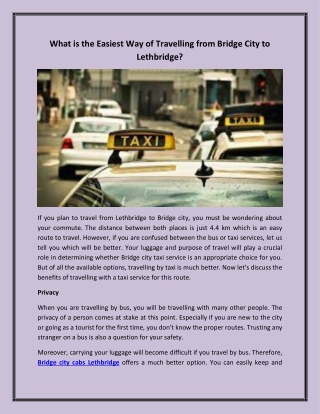 What is the easiest way of travelling from Bridge city to Lethbridge
