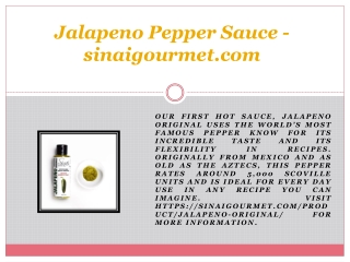 Jalapeno Pepper Sauce - sinaigourmet.com