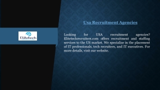 Usa Recruitment Agencies  Elitetechrecruiters.com