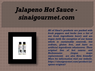 Jalapeno Hot Sauce - sinaigourmet.com
