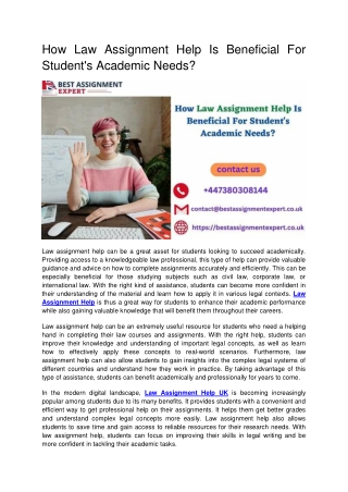 How Law Assignment Help Is Beneficial For Student's Academic Needs