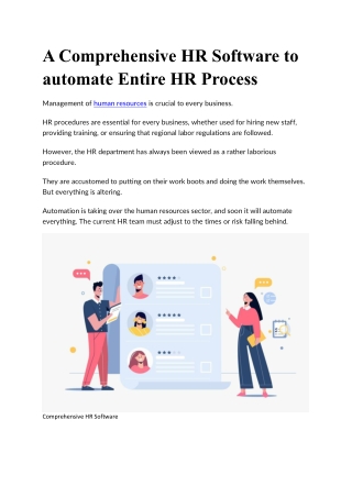A Comprehensive HR Software to automate Entire HR Process