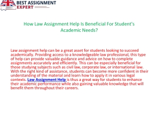 How Law Assignment Help Is Beneficial For Student's Academic Needs.