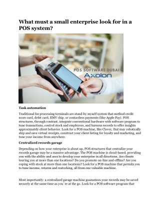 What must a small enterprise look for in a POS system