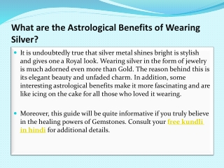 What are the Astrological Benefits of Wearing Silver