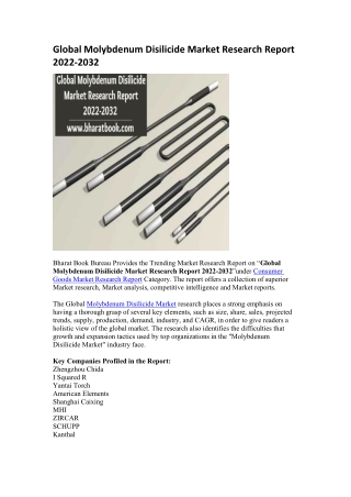 Global Molybdenum Disilicide Market Research Report 2022-2032