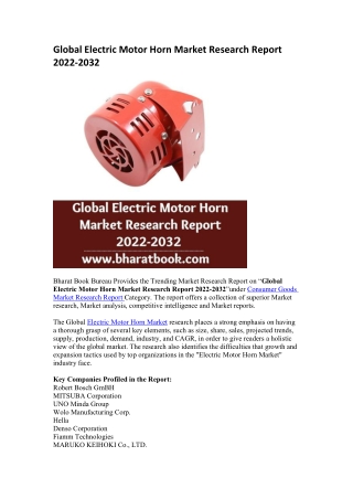 Global Electric Motor Horn Market Research Report 2022-2032
