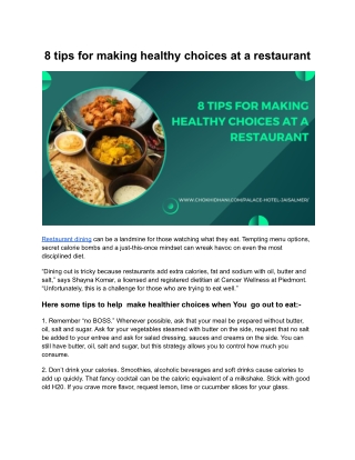 8 tips for making healthy choices at a restaurant