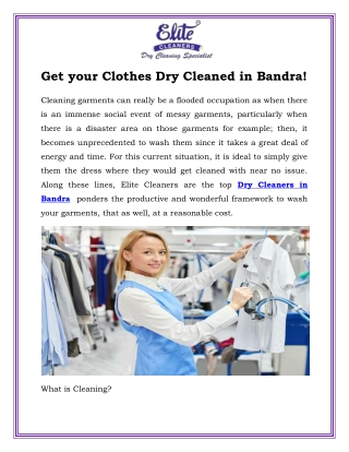 Get your Clothes Dry Cleaned in Bandra