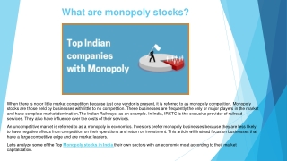 Top Monopoly Stocks In India