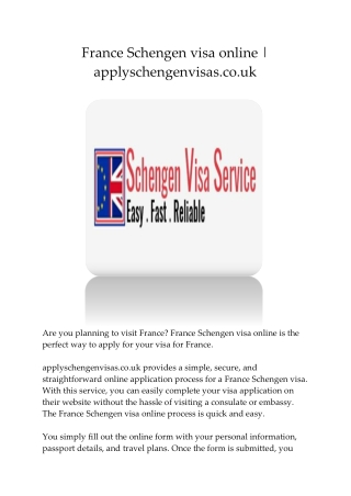 France Schengen visa online