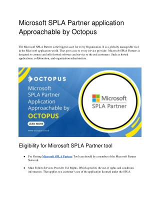 Microsoft SPLA Partner application approachable by Octopus Cloud