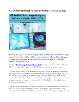 Global Medical Image Analysis Software Market 2022-2028