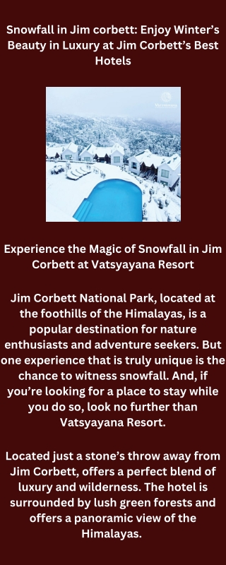 Snowfall in Jim corbett