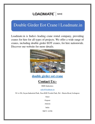 Double Girder Eot Crane | Loadmate.in
