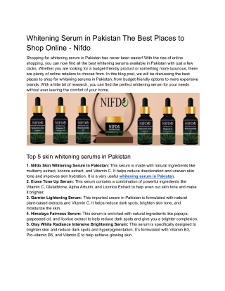 Whitening Serum in Pakistan The Best Places to Shop Online - Nifdo
