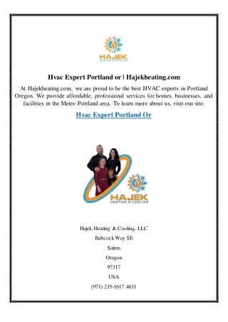 Hvac Expert Portland or  Hajekheating