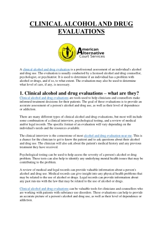 CLINICAL ALCOHOL AND DRUG EVALUATION