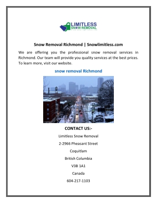 Snow Removal Maple Ridge  Snowlimitless.com