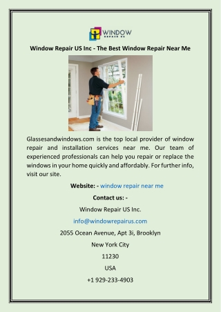 Window Repair US Inc - The Best Window Repair Near Me