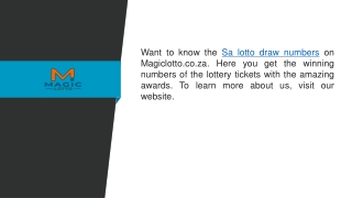 Sa Lotto Draw Numbers  Magiclotto.co.za