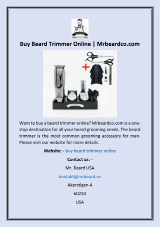 Buy Beard Trimmer Online  Mrbeardco