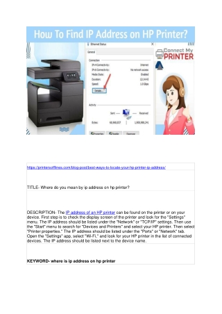 Where do you mean by ip address on hp printer?