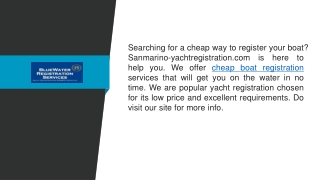 Cheap Boat Registration  Sanmarino-yachtregistration.com