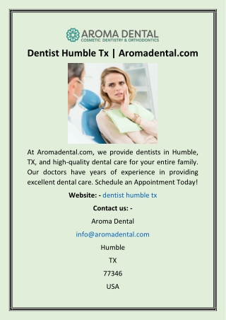 Dentist Humble Tx  Aromadental
