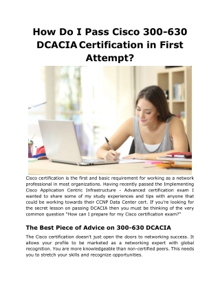 How Do I Pass Cisco 300-630 DCACIA Certification in First Attempt