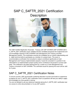 SAP C_S4FTR_2021 Certification Description