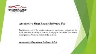 Automotive Shop Repair Software Usa | Turbogarage.com