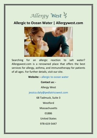 Allergic to Ocean Water  Allergywest