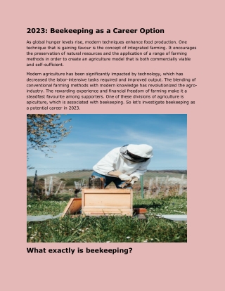 Beekeeping as a Career Option in 2023
