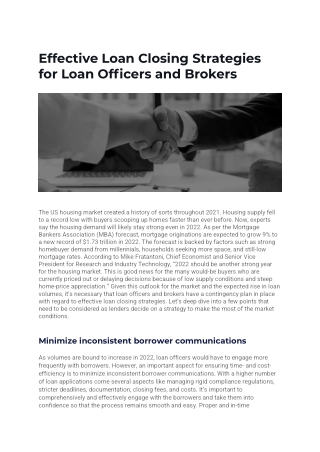 Effective Loan Closing Strategies for Loan Officers and Brokers