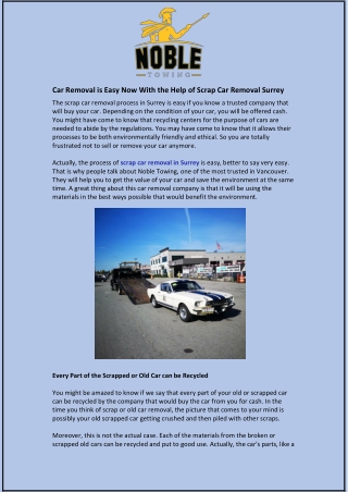 Car Removal is Easy Now With the Help of Scrap Car Removal Surrey