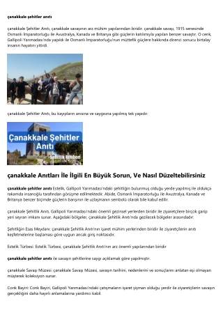 Çanakkale Şehitleri Yapmaya Yetiştiğinizi Düşünüyorsunuz Anıtı özellikleri? Bu T