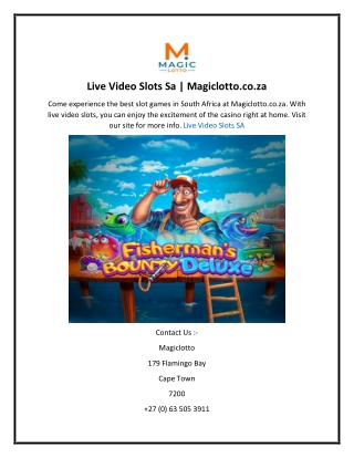 Live Video Slots Sa  Magiclotto.co.za