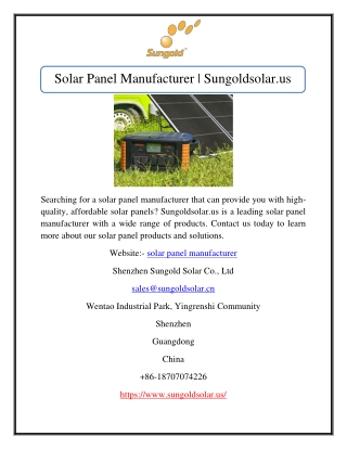 Solar Panel Manufacturer | Sungoldsolar.us