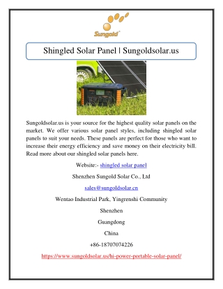 Shingled Solar Panel | Sungoldsolar.us