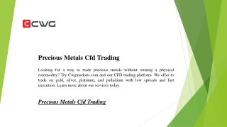 Precious Metals Cfd Trading | Cwgmarkets.com