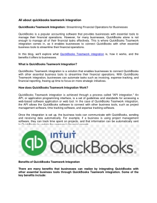 What is the use of quickbooks teamwork integration?