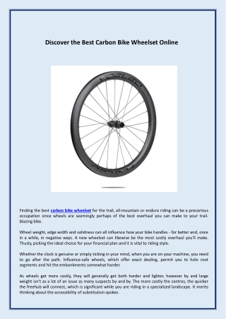 Discover the Best Carbon Bike Wheelset Online