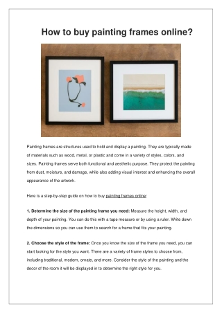 How to buy painting frames online