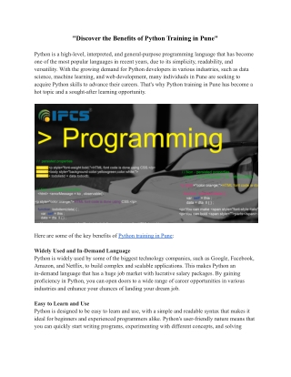 Python Training in Pune