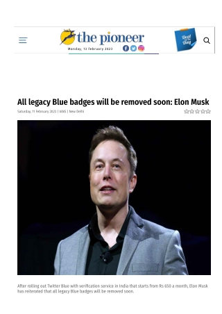 All legacy Blue badges will be removed soon Elon Musk