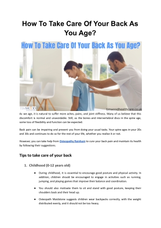 How To Take Care Of Your Back As You Age?