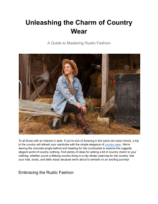 Unleashing the Charm of Country Wear